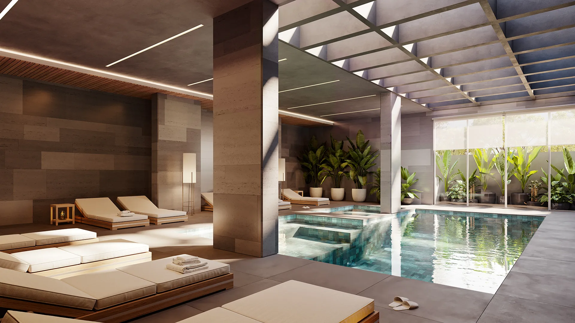 Piscina aquecida em empreendimento de alto padrão